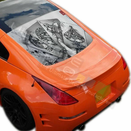 Playing Cards Design Decals Window See Thru Stickers Perforated for Nissan 350z
