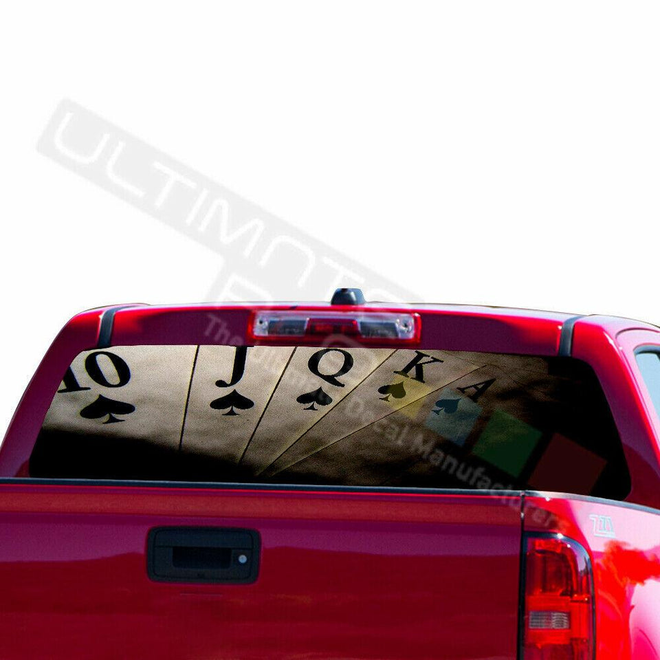 Playing cards Rear Window See Thru Sticker Perforated for Chevrolet Avalanche