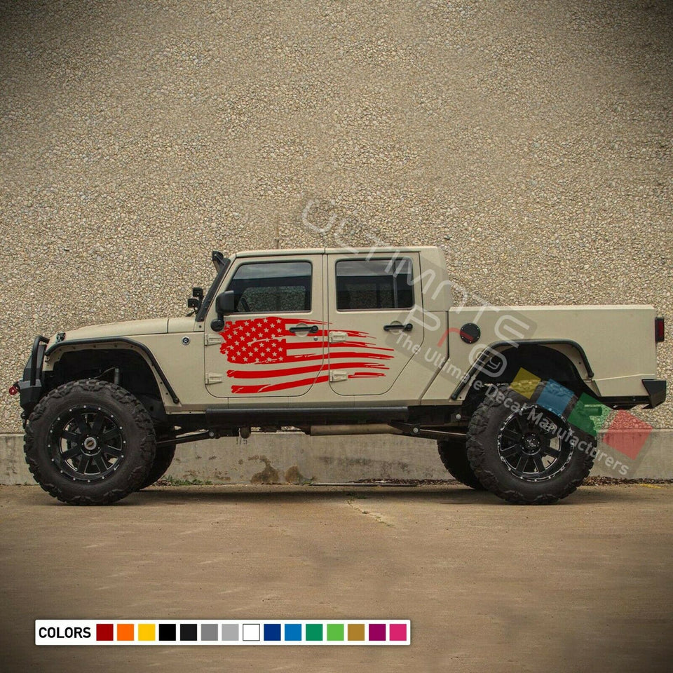 Jeep Gladiator JT 2019 2020 2021 2022 2023 Set of Side US flag Doors Sticker wrap design