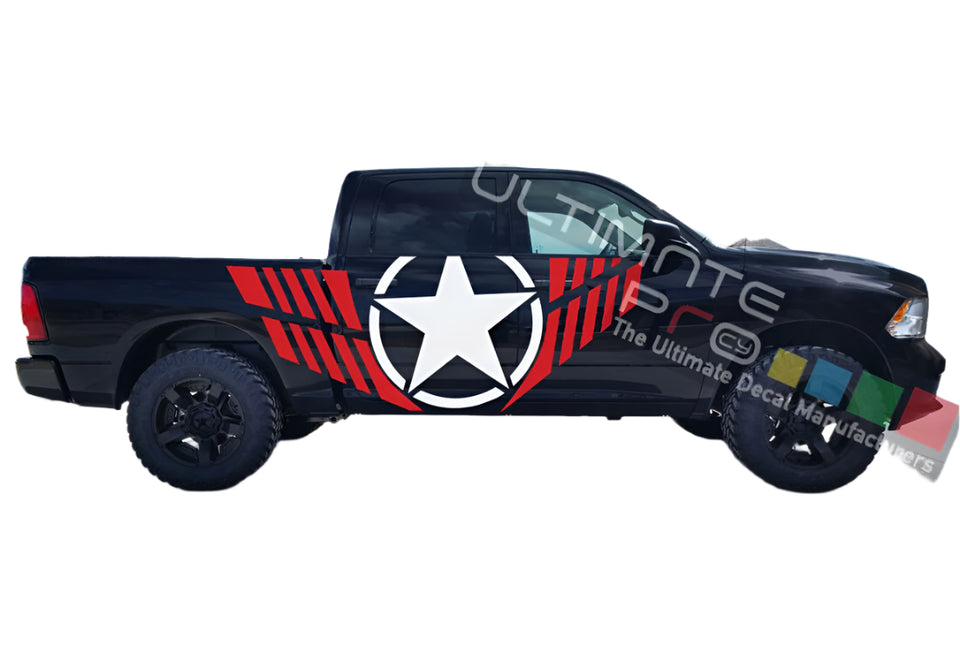 sheriff star graphics for Dodge Ram SRT 4x4 Lifted wrap 2015 - 2018 2024  Set Side Stripe Decal Sticker Kit