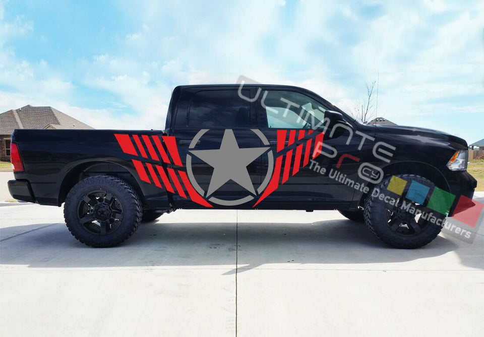 sheriff star graphics for Dodge Ram SRT 4x4 Lifted wrap 2015 - 2018 2024  Set Side Stripe Decal Sticker Kit