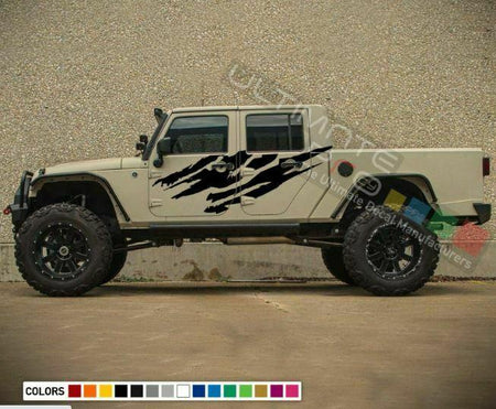 SIDE BED Graphic Mud Splash Stickers side doors for Jeep Gladiator JT 2019 2020 2021 2022 2023 2024