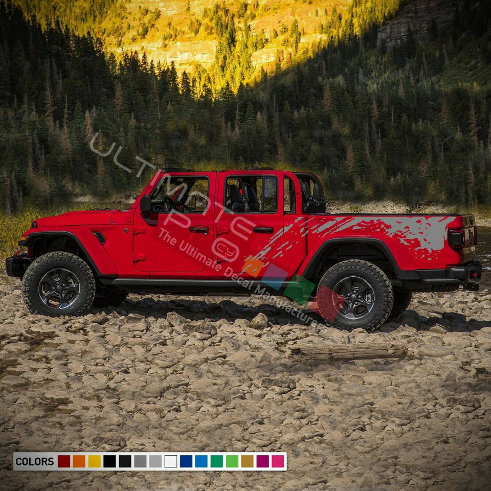 Bed Mud wrap Graphics Stickers kit for Jeep Gladiator JT 2019 2020 2021 2022 2023