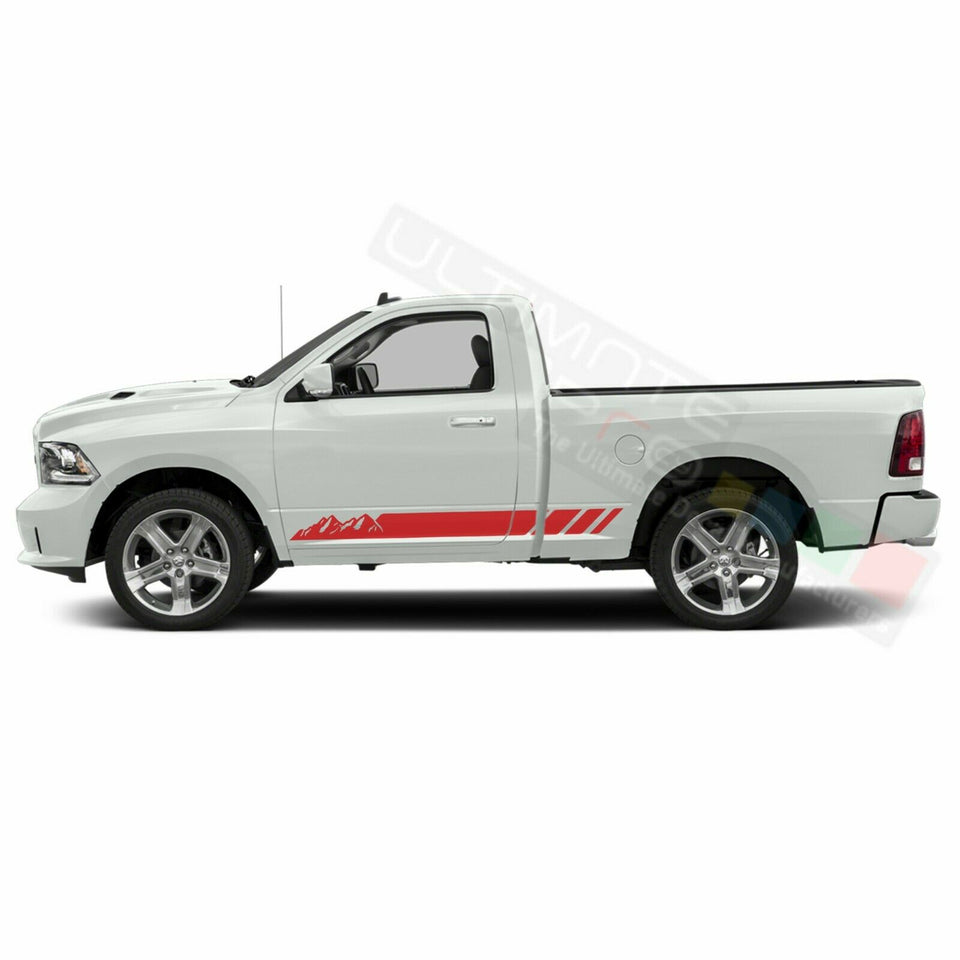Side Doors Moutains Stripes Wrap Decal Sticker for Dodge Ram Regular Cab 2500
