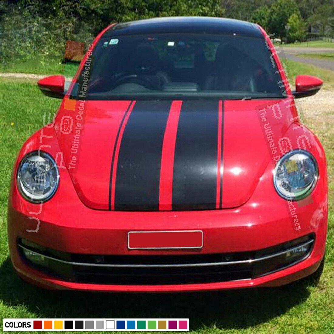 Kit Autocollants Rayures Sport Rallye – Jupe Latérale, Capot, Toit Et Coffre Pour VW Beetle 2002-2006, Vinyle Premium