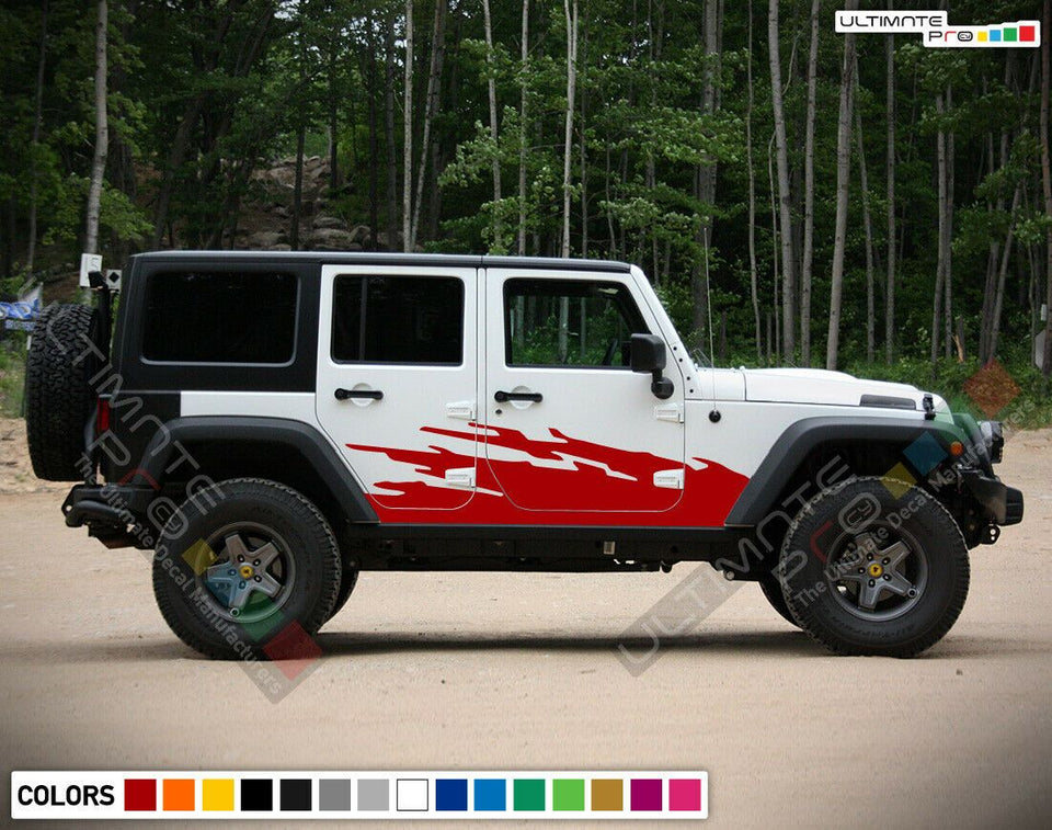 splash color Side Stripe Sticker Decal For Jeep Wrangler Mirror scoop Light 2007 2020 Vent