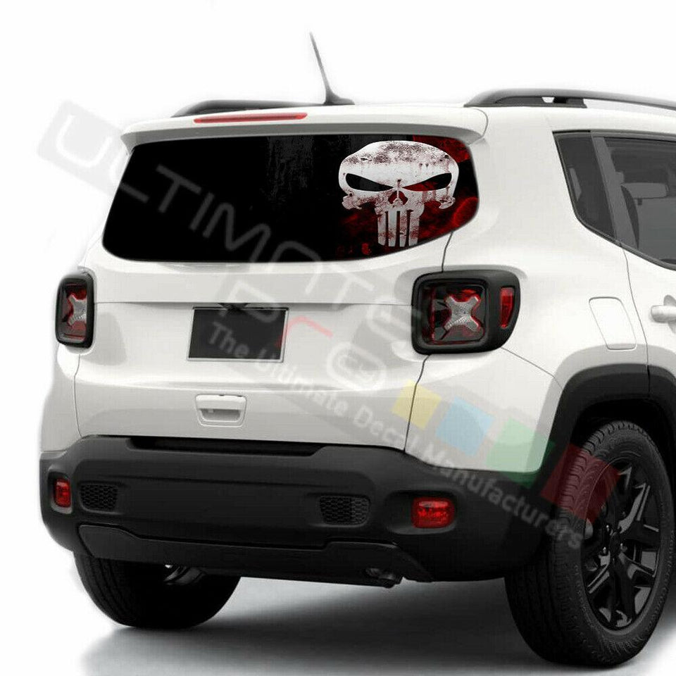 Skulls Decals Rear Window See Thru Stickers Perforated for Jeep Renegade 2020