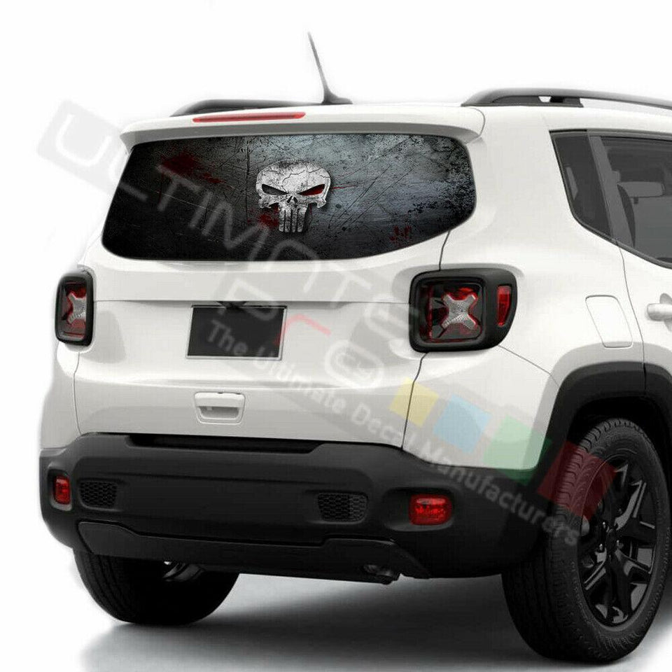 Skulls Decals Rear Window See Thru Stickers Perforated for Jeep Renegade 2020