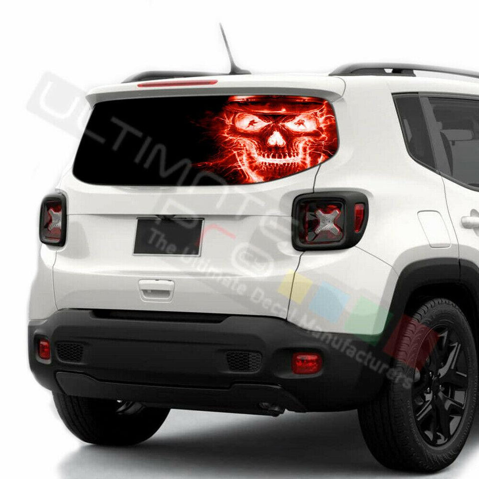 Skulls Decals Rear Window See Thru Stickers Perforated for Jeep Renegade 2020