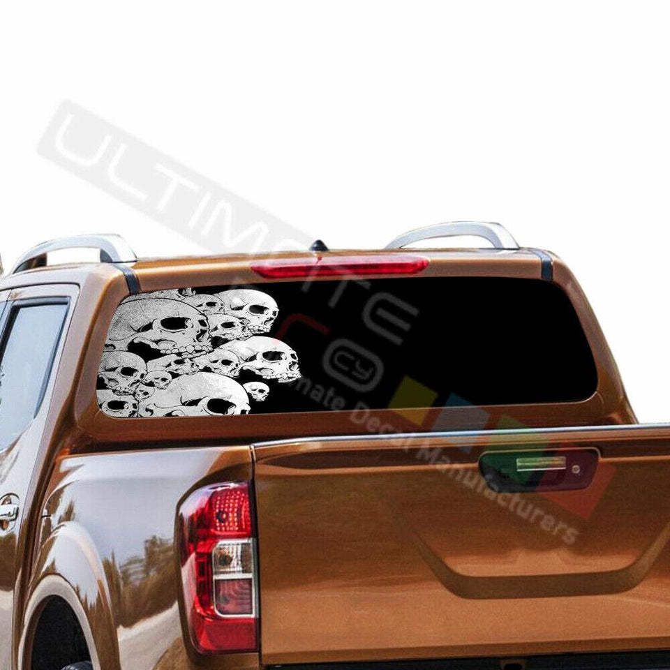 Skulls Decals Window See Thru Stickers Perforated for Nissan Navara NP300 2016