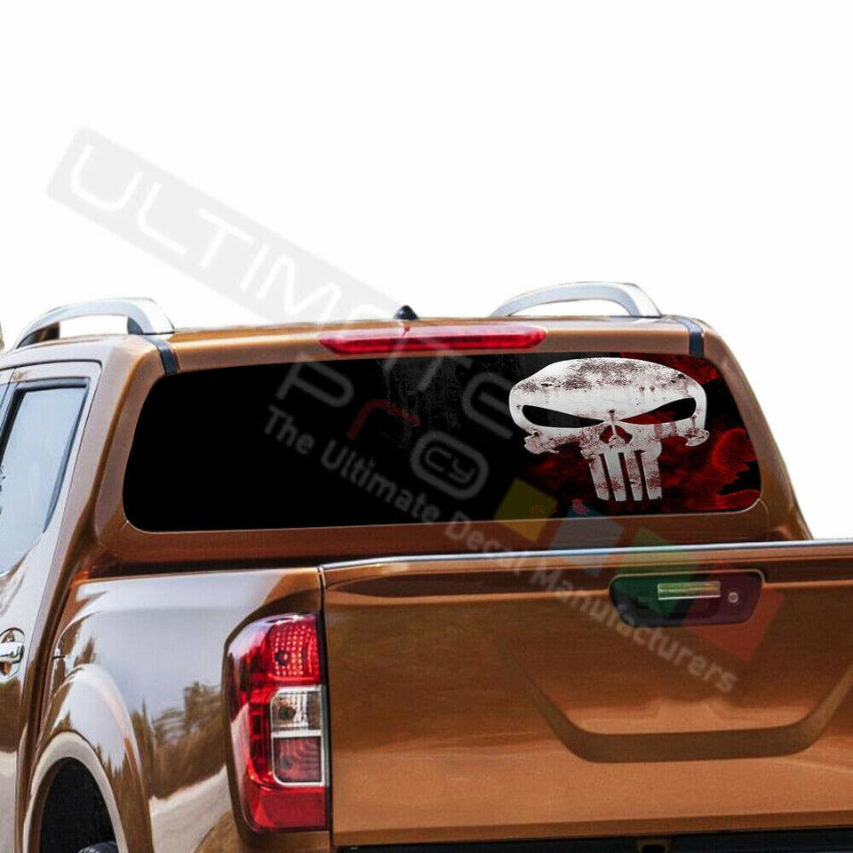 Skulls Decals Window See Thru Stickers Perforated for Nissan Navara NP300 2016