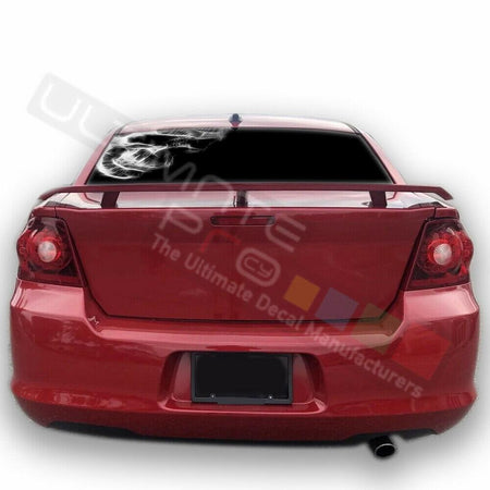 Skulls design Rear Window See Thru Stickers Perforated for Dodge Avenger 2002 - 2006 - 2009 - 2012 - 2014