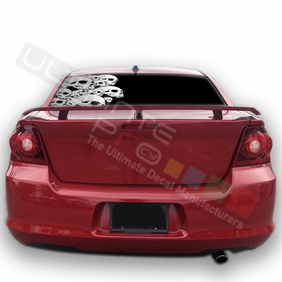 Skulls design Rear Window See Thru Stickers Perforated for Dodge Avenger 2002 - 2006 - 2009 - 2012 - 2014