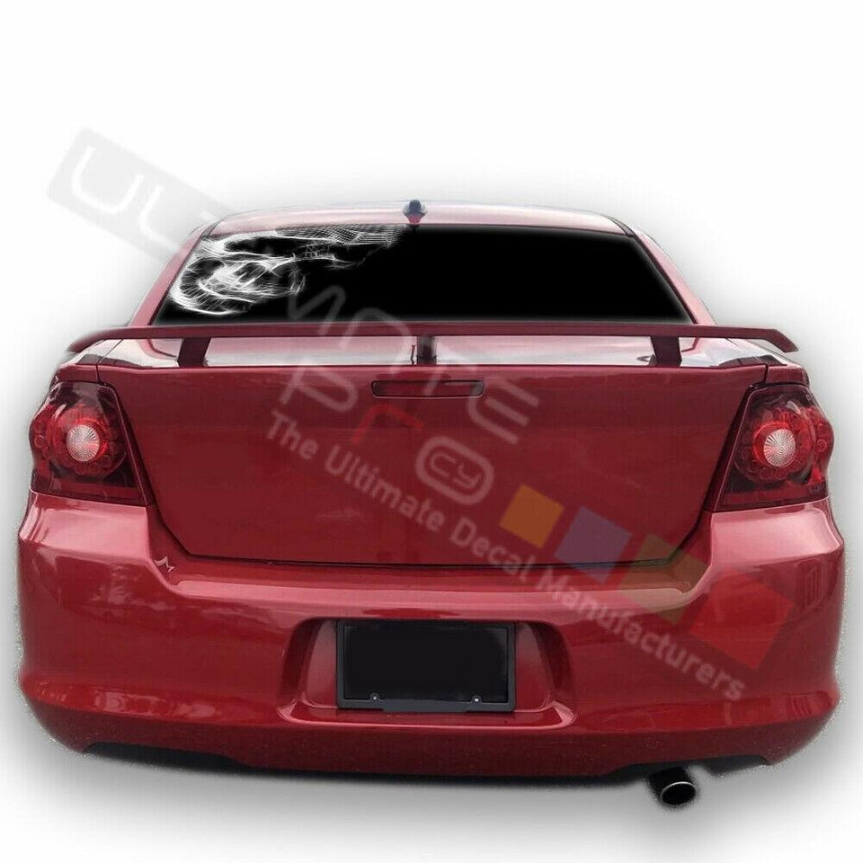 Skulls design Rear Window See Thru Stickers Perforated for Dodge Avenger 2002 - 2006 - 2009 - 2012 - 2014