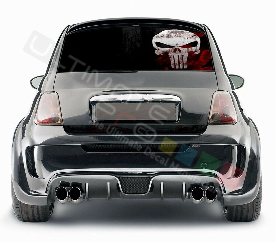 Skulls designs Decals Rear Window See Thru Stickers Perforated for FIAT 500 2020
