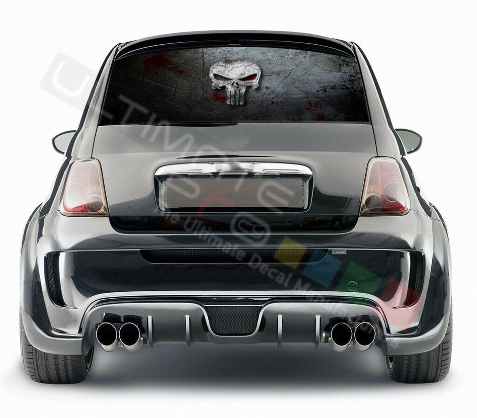 Skulls designs Decals Rear Window See Thru Stickers Perforated for FIAT 500 2020