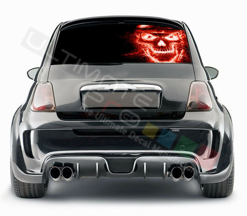 Skulls designs Decals Rear Window See Thru Stickers Perforated for FIAT 500 2020