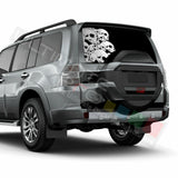 Skulls Designs Rear Window See Thru Stickers Perforated for Mitsubishi Pajero