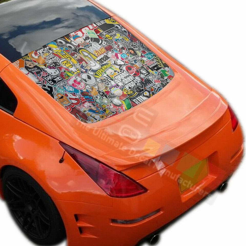 Sticker Bomb Skin Decals Window See Thru Stickers Perforated for Nissan 350z