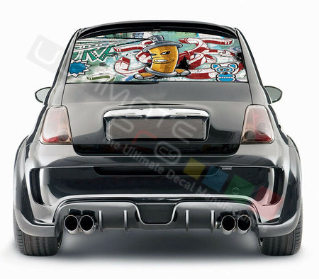 Sticker Bomb Skin Rear Window See Thru Stickers Perforated for FIAT 500 2020