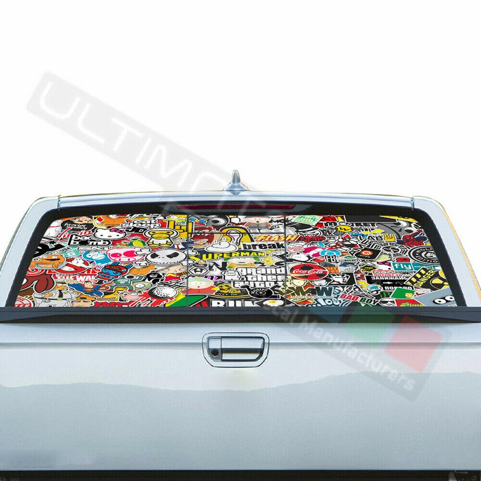 Sticker Bomb Skin Rear Window See Thru Stickers Perforated for Honda Ridgeline