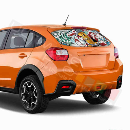 Sticker Bomb Skin Window See Thru Stickers Perforated for Subaru Crosstrek 2017