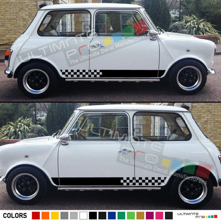 Sticker decal for Classic mini cooper side door Stripes left right chrome flares