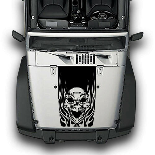 'Skull in flame' Bonnet Sticker Decal Vinyl Hood Stripes for Jeep Wrangler 2011 - 2019 - 2020 - 2021 - 2023 - 2024 off road 4x4