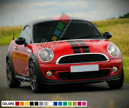 Dual Decal for Mini Cooper Hatch R57 R56 R50 R53 F55 F56 Hood Trunk Roof Stripe Kit