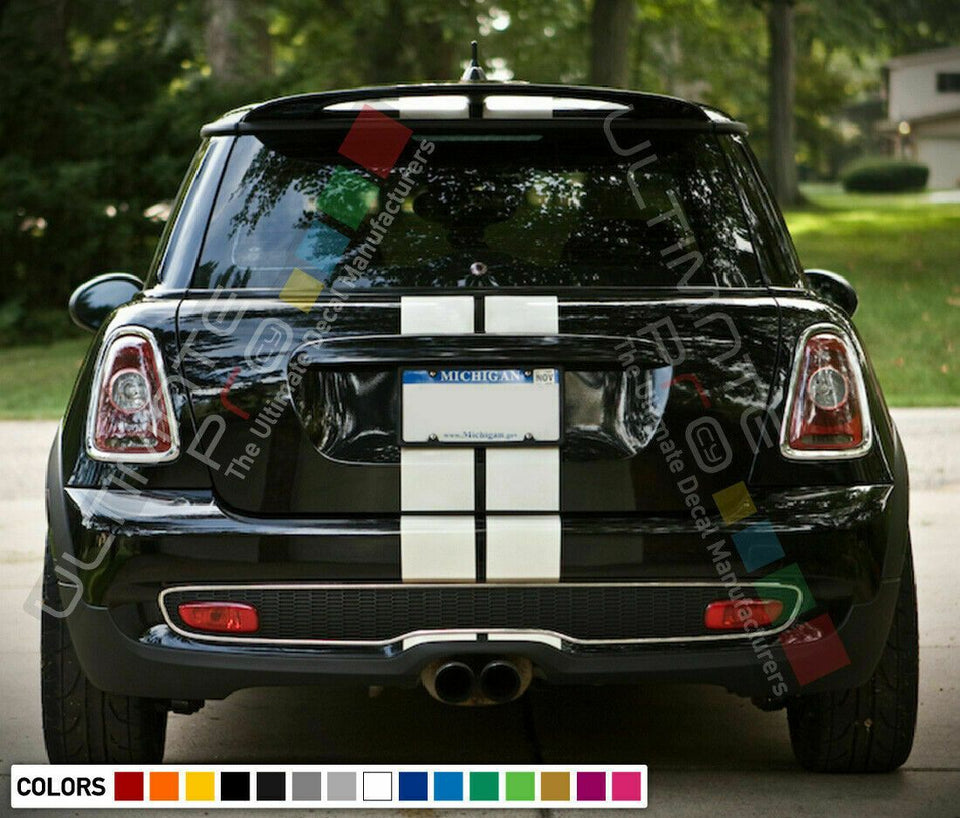 Dual Decal for Mini Cooper Hatch R57 R56 R50 R53 F55 F56 Hood Trunk Roof Stripe Kit