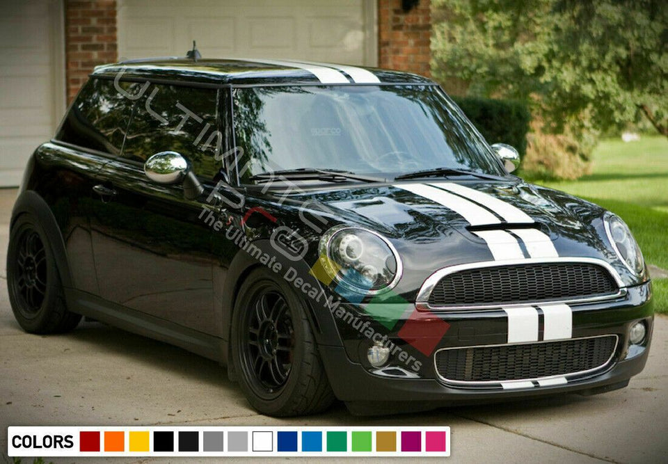 Dual Decal for Mini Cooper Hatch R57 R56 R50 R53 F55 F56 Hood Trunk Roof Stripe Kit