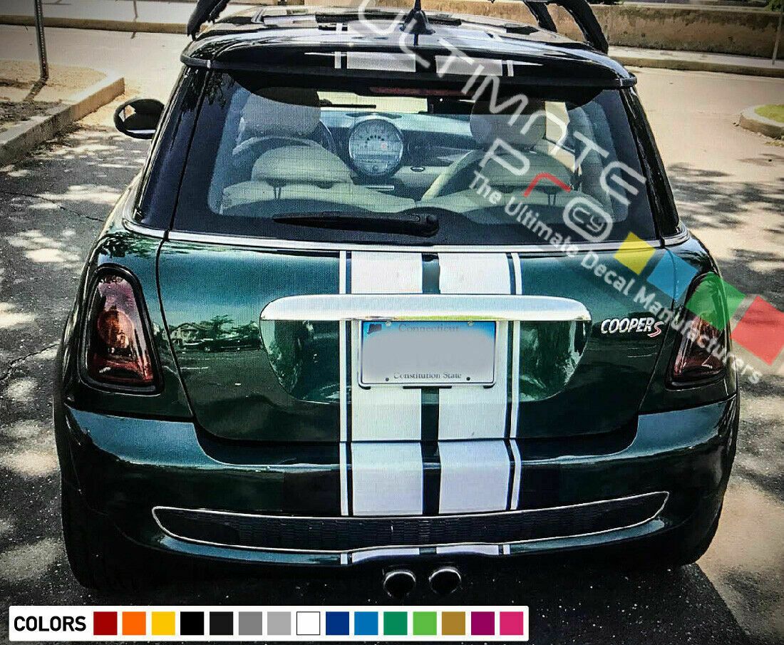 Mini Cooper Full Car Vinyl Decal Kit - Matte Racing Stripes For Bonnet, Roof, Boot