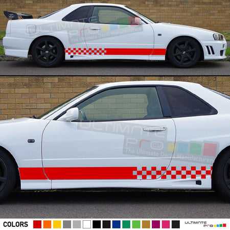 Stripes Decal kit for Nissan skyline mirror lip tune cover drift R34 R33 skirts