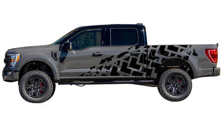Rock crawling Tire print 14th Gen Graphic skull distorted Graphics crewcab cab 2X Side design DECAL bar Sticker for Ford F150 wrap-thirteenth-generation decal CAB 2020 2021 2022XL XLT