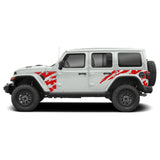 Shred Sticker side Doors Decal Vinyl US Flag Stripe for Jeep Wrangler JL 2016 -2024 JK 2007 - 2015