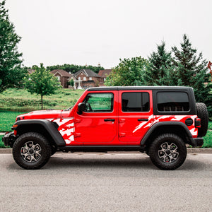 Shred Sticker side Doors Decal Vinyl US Flag Stripe for Jeep Wrangler JL 2016 -2024 JK 2007 - 2015