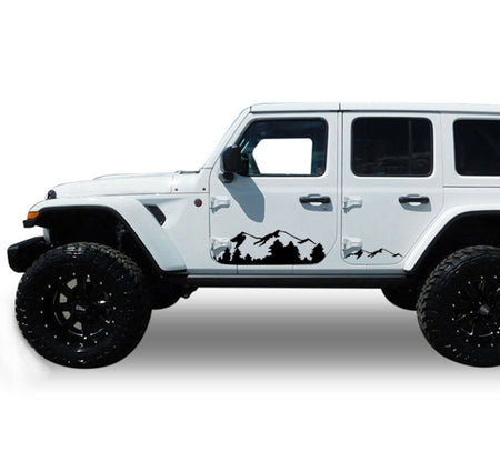 2 Decal sticker kit For Jeep Wrangler JK door mountain stripes bumper armour Bar