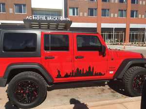 Sticker kit For Jeep Wrangler JK JL door Chicago city stripe graphics wrap skyline