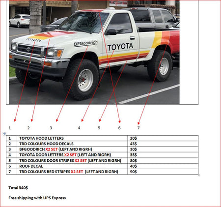Decals Compatible with Toyota TRD pickup mk3 1991 1995 2005 truck Retro graphics Ivan Ironman Stewart livery