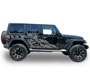 Big skull Splash Stripes sticker for Jeep Wrangler JL 2018 2019 2020 2021 2022 2023 2024 2025 graphic mud