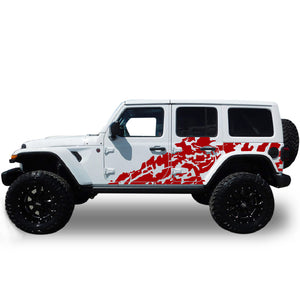 Big skull Splash Stripes sticker for Jeep Wrangler JL 2018 2019 2020 2021 2022 2023 2024 2025 graphic mud