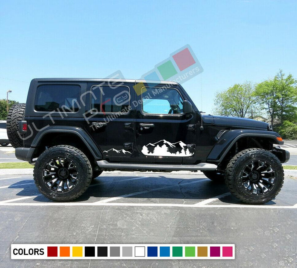 Decal sticker kit For Jeep Wrangler RUBICON Sahara TJ JK lift mountain stripe