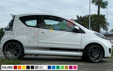 2x Decal Sticker Stripe Body Kit For PEUGEOT 107 Racing Mirror Handle Cover Trim