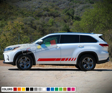 2x Side Stripe Decal Sticker Kit for Toyota Highlander 4x4 Off Road Spare Wheel