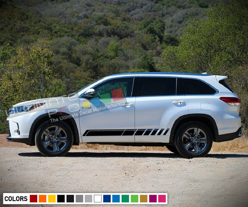 2x Side Stripe Decal Sticker Kit for Toyota Highlander 4x4 Off Road Spare Wheel