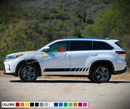 2x Side Stripe Decal Sticker Kit for Toyota Highlander 4x4 Off Road Spare Wheel