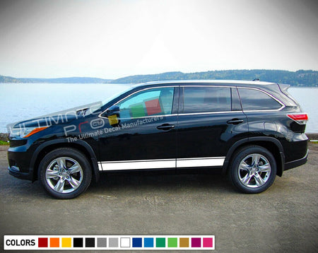 2x Side Stripe Decal Sticker Kit for Toyota Highlander SUV Roof Rack Lifted 2016