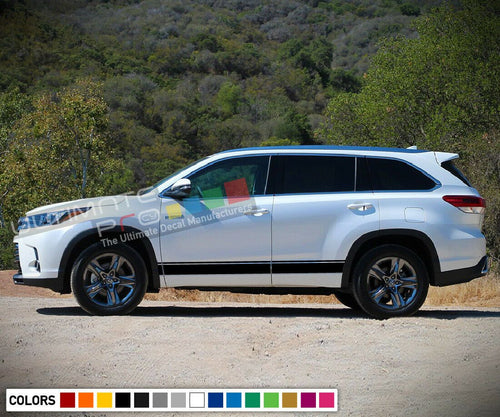 2x Side Stripe Decal Sticker Kit for Toyota Highlander SUV Roof Rack Lifted 2016