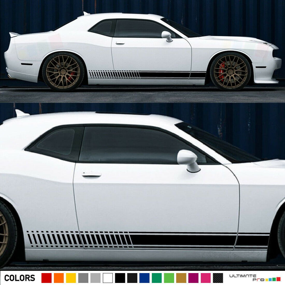 2x Side Stripes door Decal Sticker Kit for Dodge Challenge srt Sport Wrap Rims