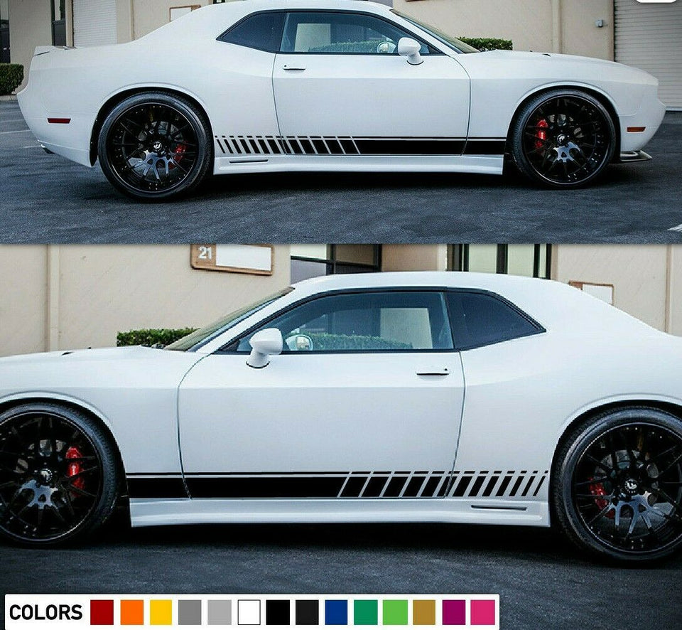 Rocker panel Sticker Decal Side Door Stripe Kit for Dodge Challenger RT Sport Grille 2010 2011 2022 2023